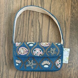 America & Beyond Blue Seashell Beaded Shoulder Bag Viral TikTok